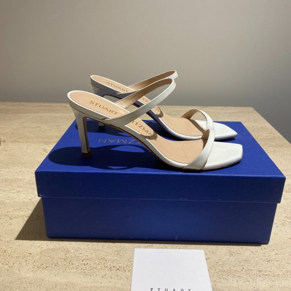 Stuart Weitzman White Leather Aleena 75 Size 7.5 - Picture 2 of 6